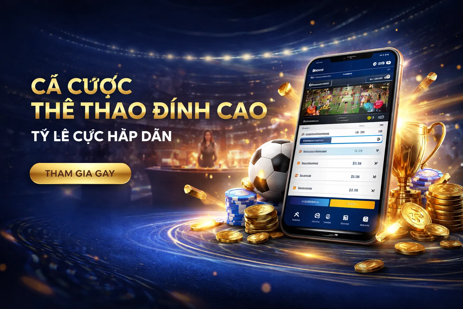 Hình ảnh nền cá cược thể thao sôi động tại Win55
